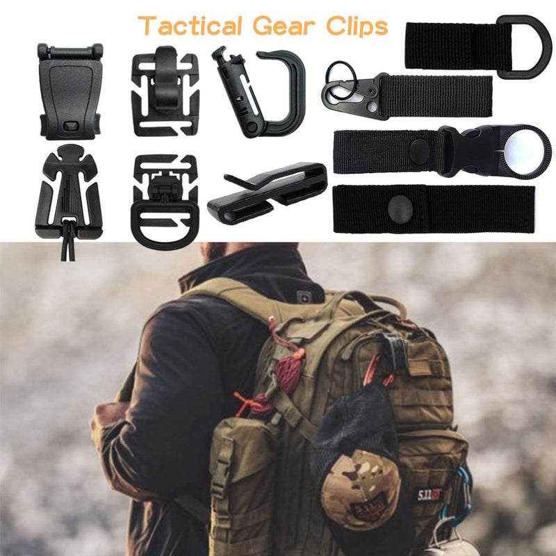 MOAMUN 34 PCS Molle Accessories Kit, Tactical Gear Organization Clip for Webbing Strap Molle Bag Backpack Vest Belt Key Ring, D-Ring Locking Carabiner, Water Bottel Carriers Tube Clip, Web Dominator Buckle - Image 2